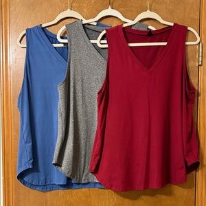 SHEIN V-Neck Sleeveless Tank Tops - Blue, Gray, Red